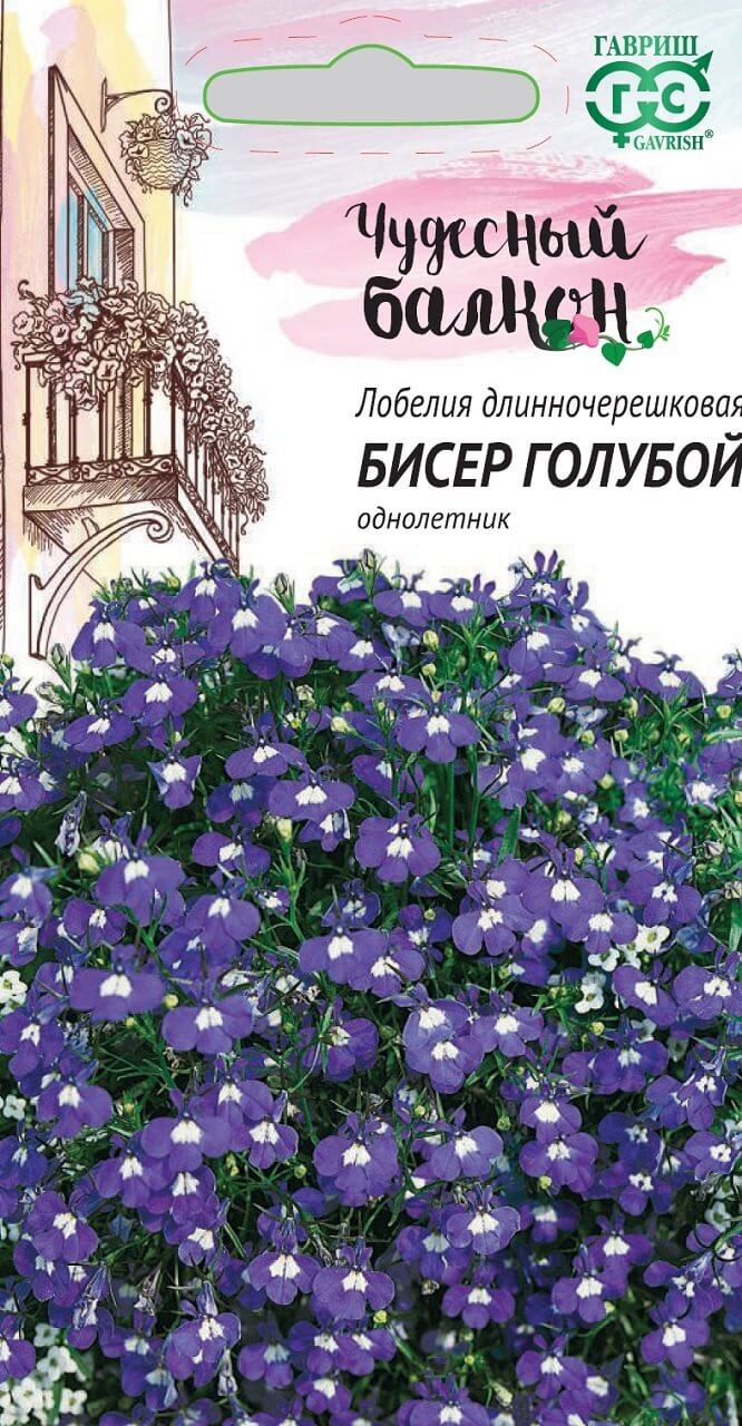 Лобелия Бисер Голубой Чудесный балкон однолетник 0,05г (Гавриш)