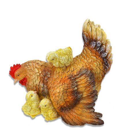 Садовая фигура Курочка с цыплятами сидячая 12780 (М)